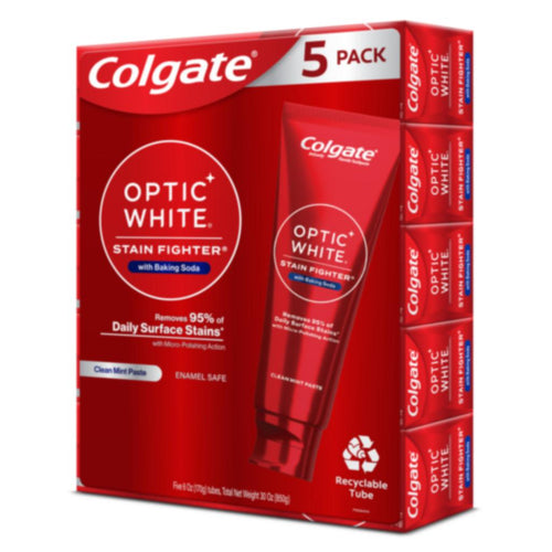 Colgate Pasta Dental Optic White Stain Fighter con Bicarbonato 5 Unidades / 170 g / 6 oz