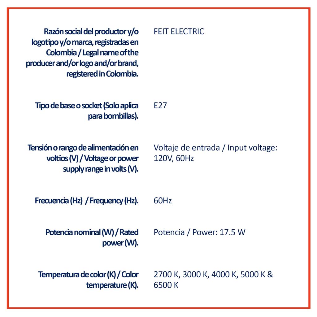 Feit Electric Bombillas LED 1 600 Lúmenes 4 Unidades