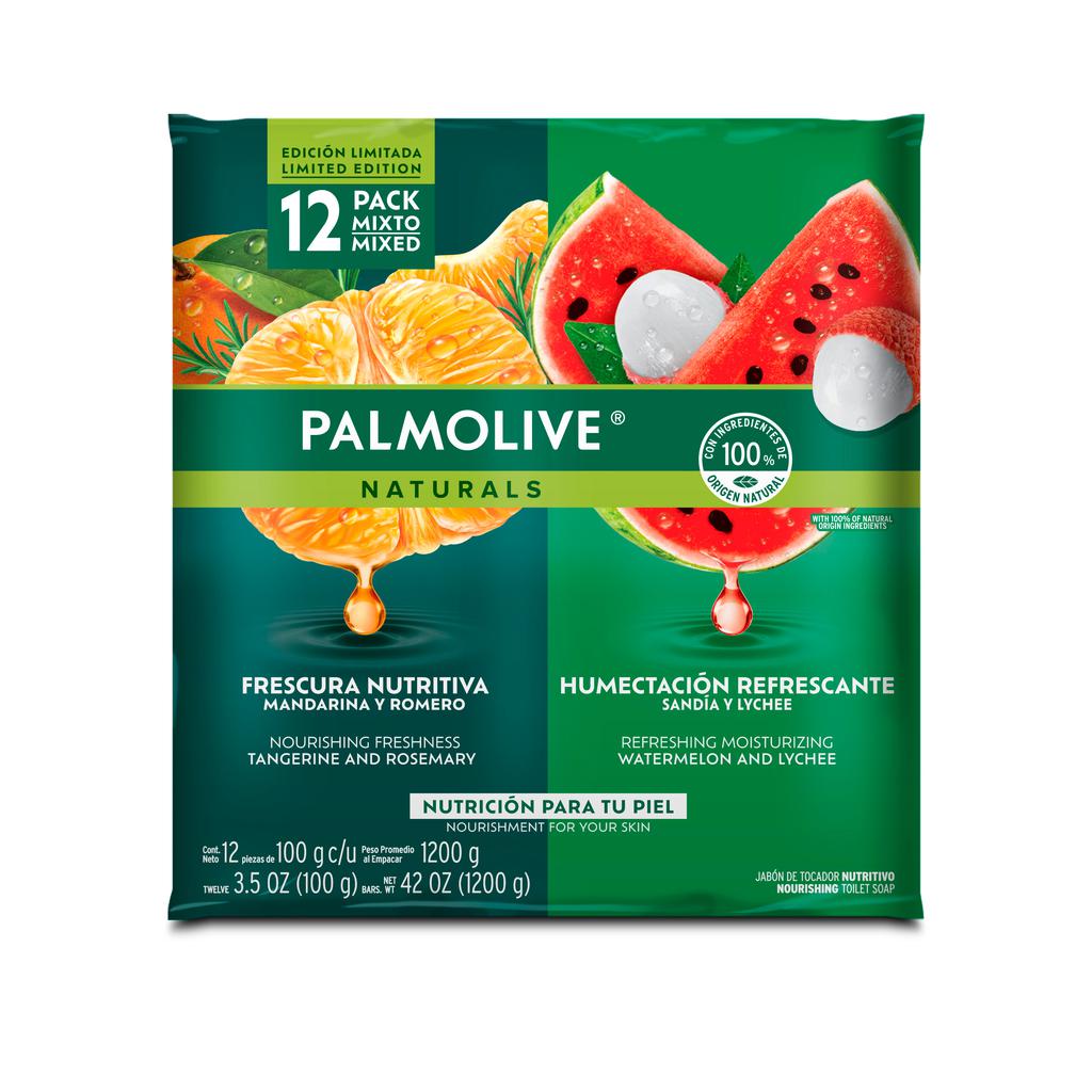 Palmolive Naturals Jabón de Baño Frescura Nutritiva y Humectación Refrescante 12 Unidades / 100 g