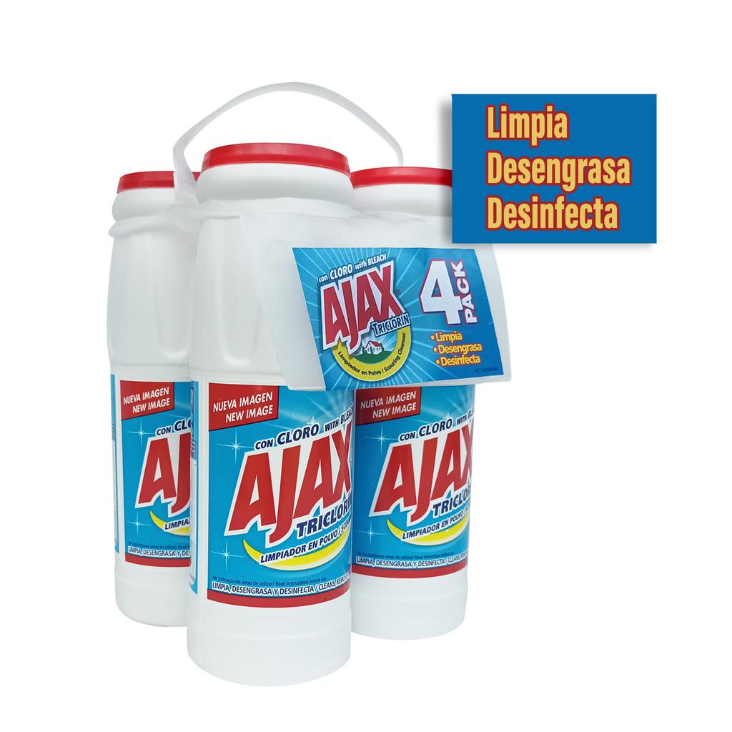 Ajax Triclorín con Cloro Limpiador Multiusos en Polvo 4 Unidades / 600 g