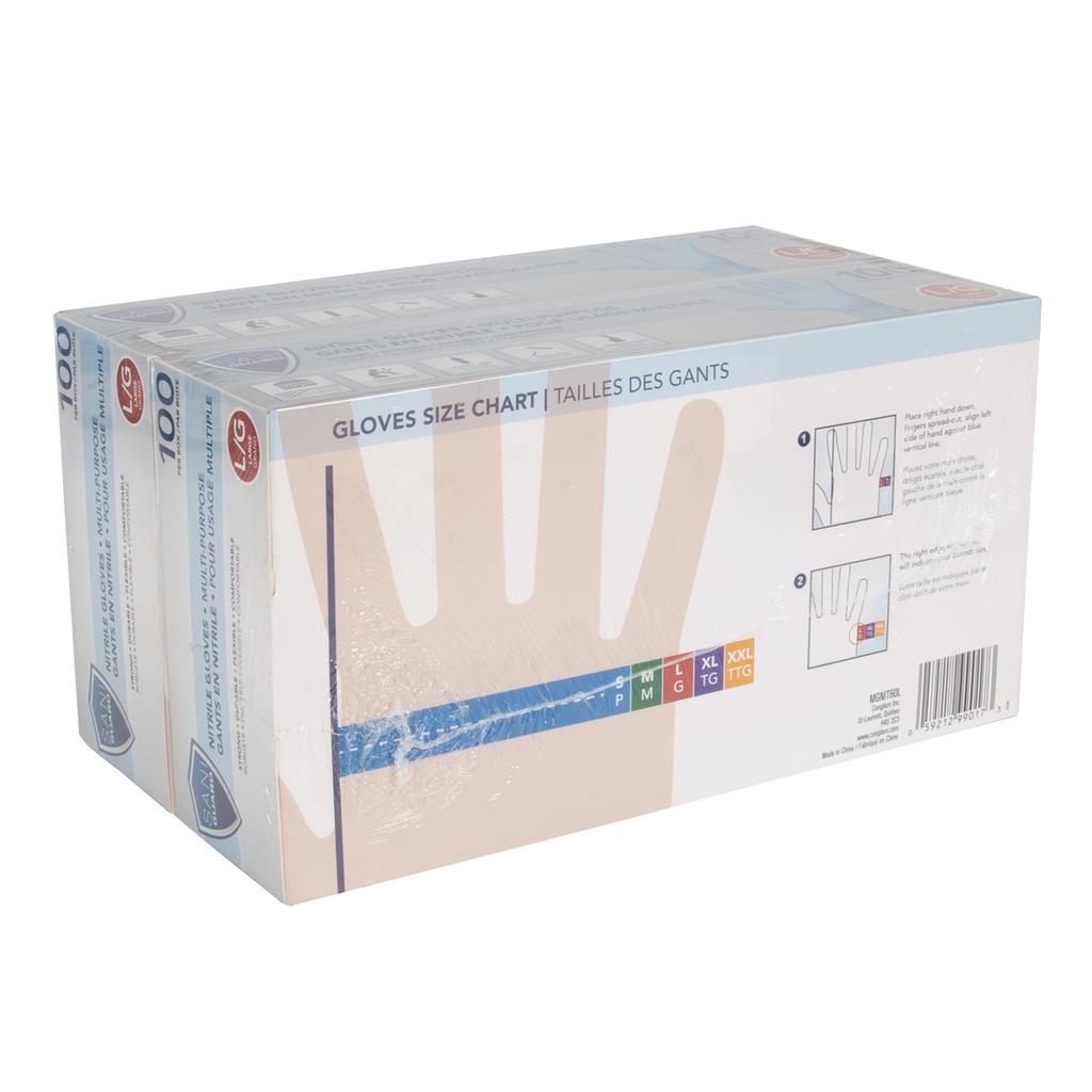 Sani-Guard Guantes Desechables de Nitrilo Multiusos Talla Grande 2 Paquetes / 100 Unidades
